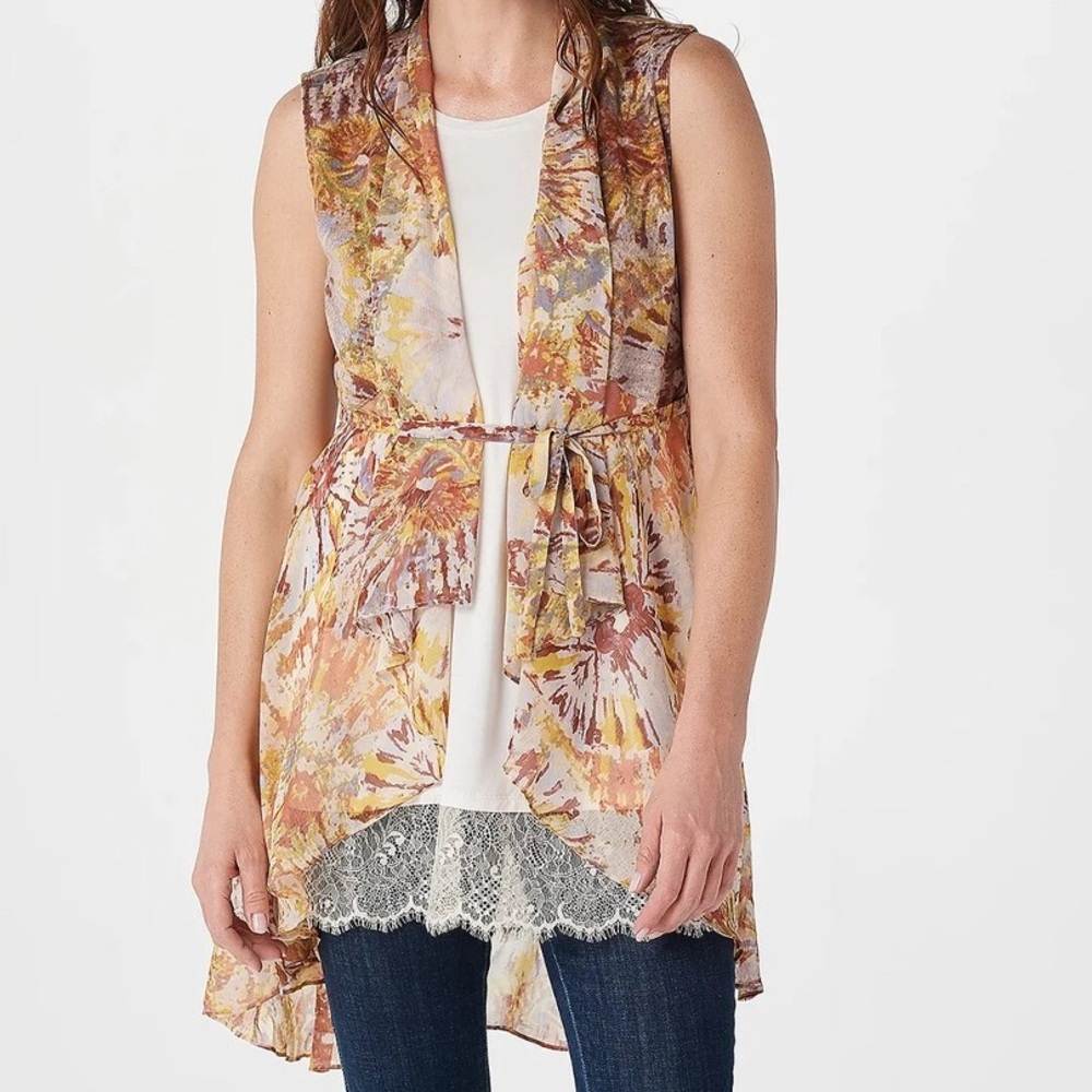 Floral Sleeveless Chiffon Cardigan Lightweight/Sheer